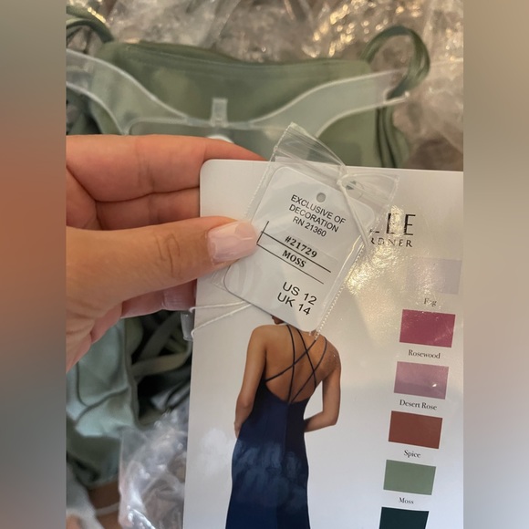 Mori Lee High Neck Satin Dress with Strappy Back NWT - Picture 6 of 6